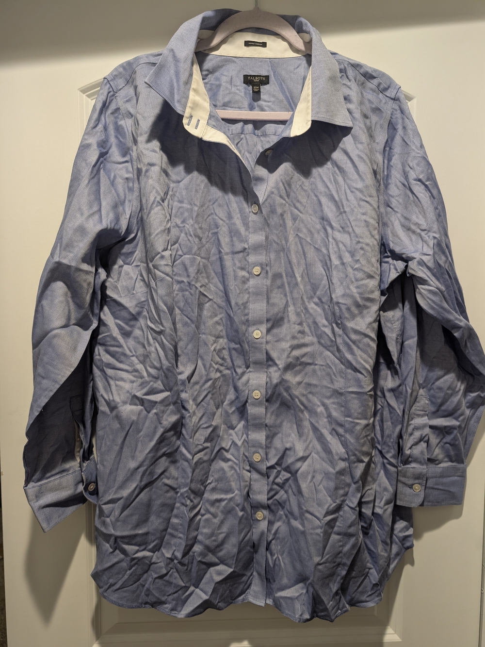 Talbots Light Blue Button-Down Shirt with White Collar Trim